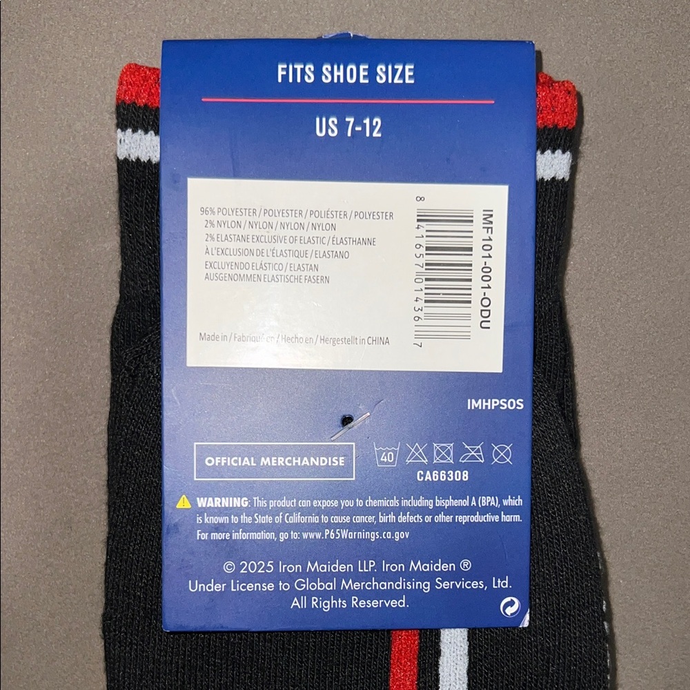 NWT Iron Maiden Black Socks - Picture 3 of 3